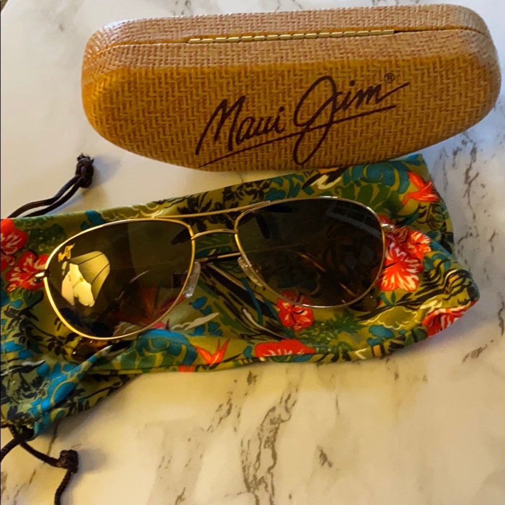 Maui Jim’s Gold Aviator Sunglasses